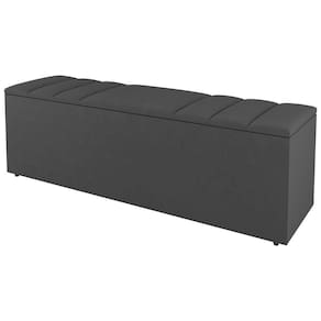 Calçadeira Baú Queen Size Grace 160Cm Suede Cinza Escuro