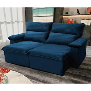 Sofá Retrátil/Reclinável Paris 2,00m Suede Velut Azul Marinho c/ Molas no Assento - King House