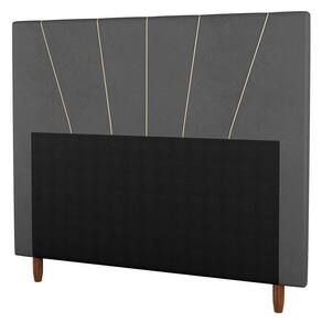 Cabeceira Cama Box Casal Dallas 140Cm Veludo Cinza