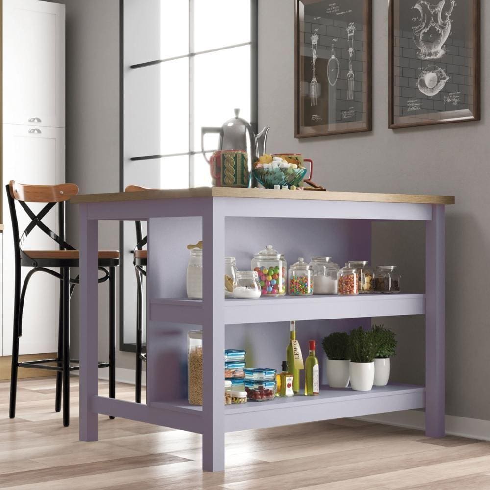 Bancada Gourmet Ilha Cozinha C Ilumina Ditália 2prat Cinza