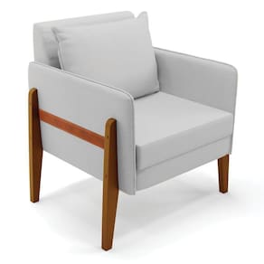 Poltrona Lana Linho Base De Madeira - D`rossi Cor A05 Cinza