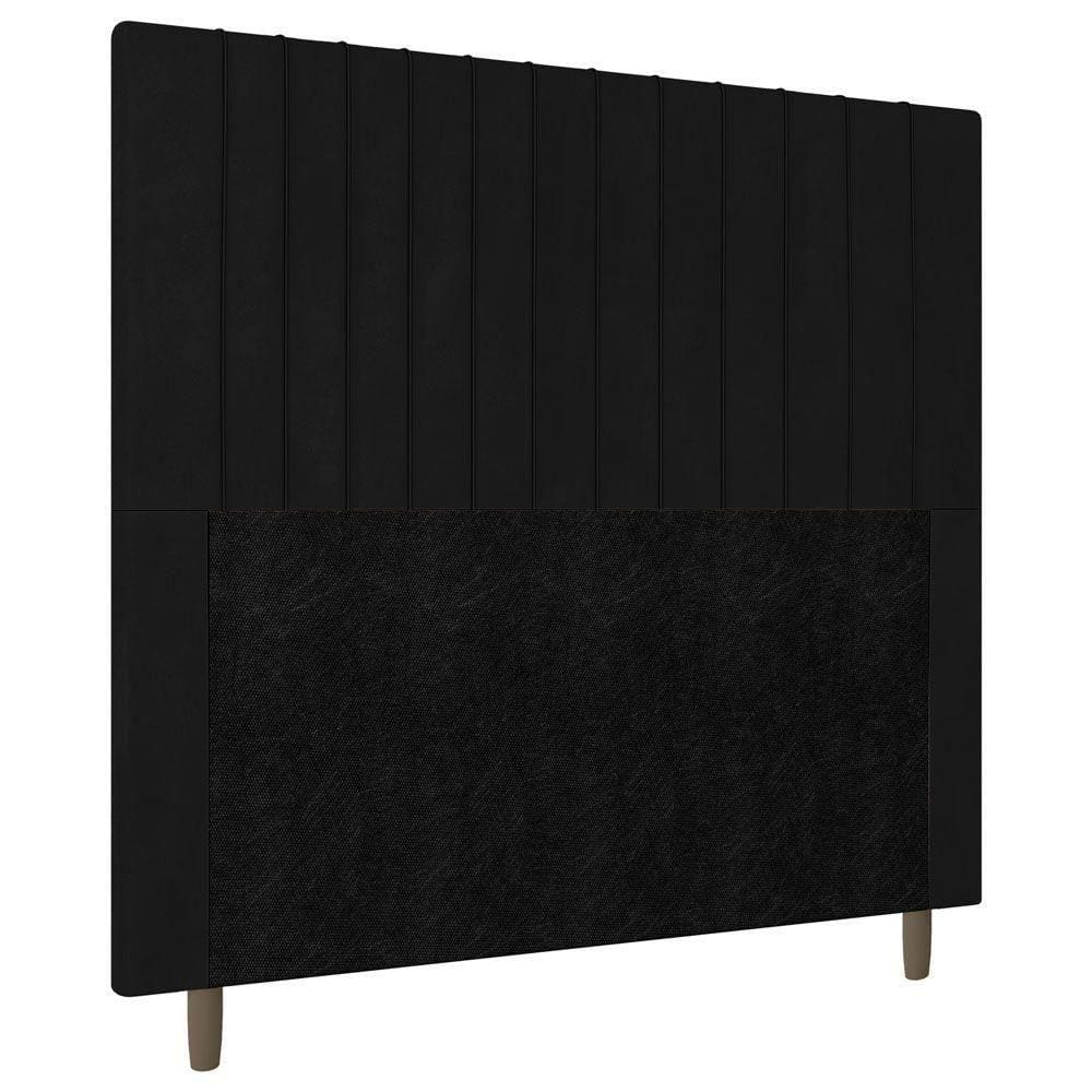 Cabeceira Cama Box Casal King Size Nala 195cm Suede Preto