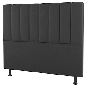 Cabeceira Cama Box Solteiro Cora 90Cm Suede Cinza Escuro
