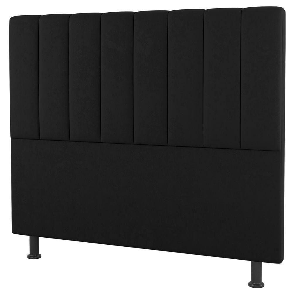 Cabeceira Cama Box Casal Queen Size Cora 160Cm Suede Preto