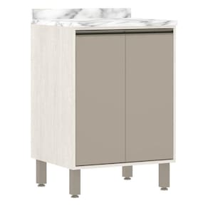Balcão e Tampo 60 Cm De Abrir 1 Prateleira Com Mocca Laca