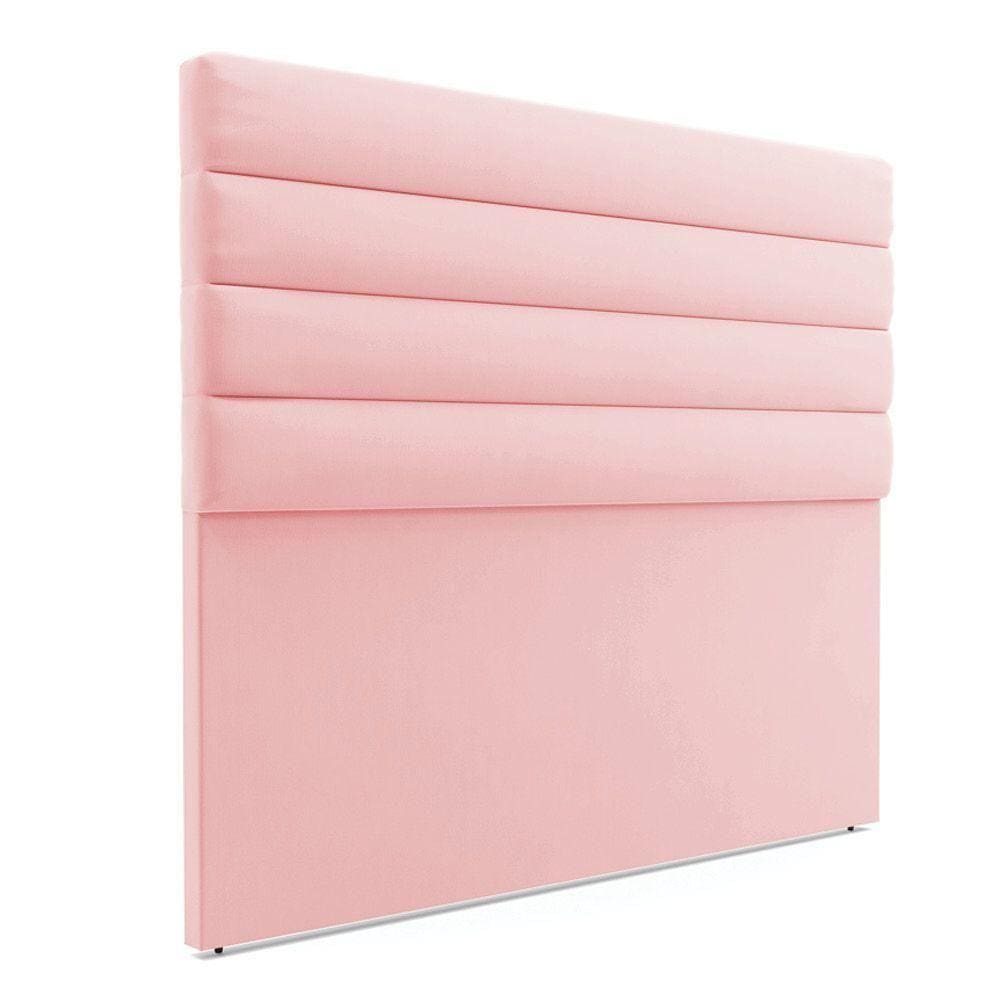 Cabeceira Para Cama Box King 190 Cm Suede Rosa Bebê