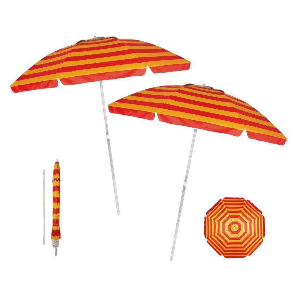Kit 2 Guarda Sol Alumínio Articulado 2 Metros Sombreiro Praia Piscina - Mor