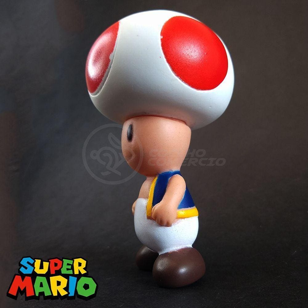 Kit Boneco Toad Cogumelo 10Cm + Caneca Super Mario 350Ml