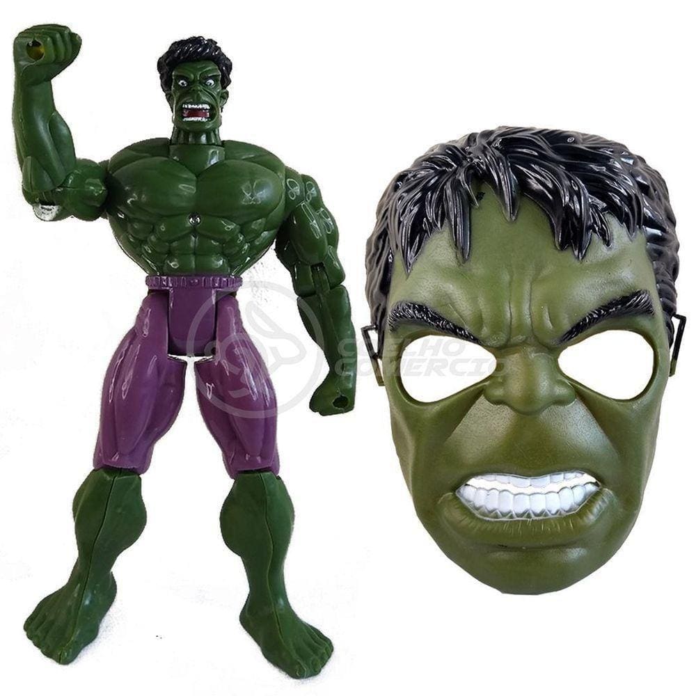 Boneco Articulado 25Cm Action Incrivel Hulk + Mascara 16Cm
