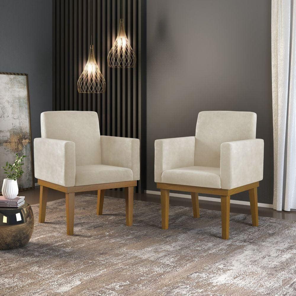 Kit 02 Poltronas Reforçadas Brasil Decoração Bege