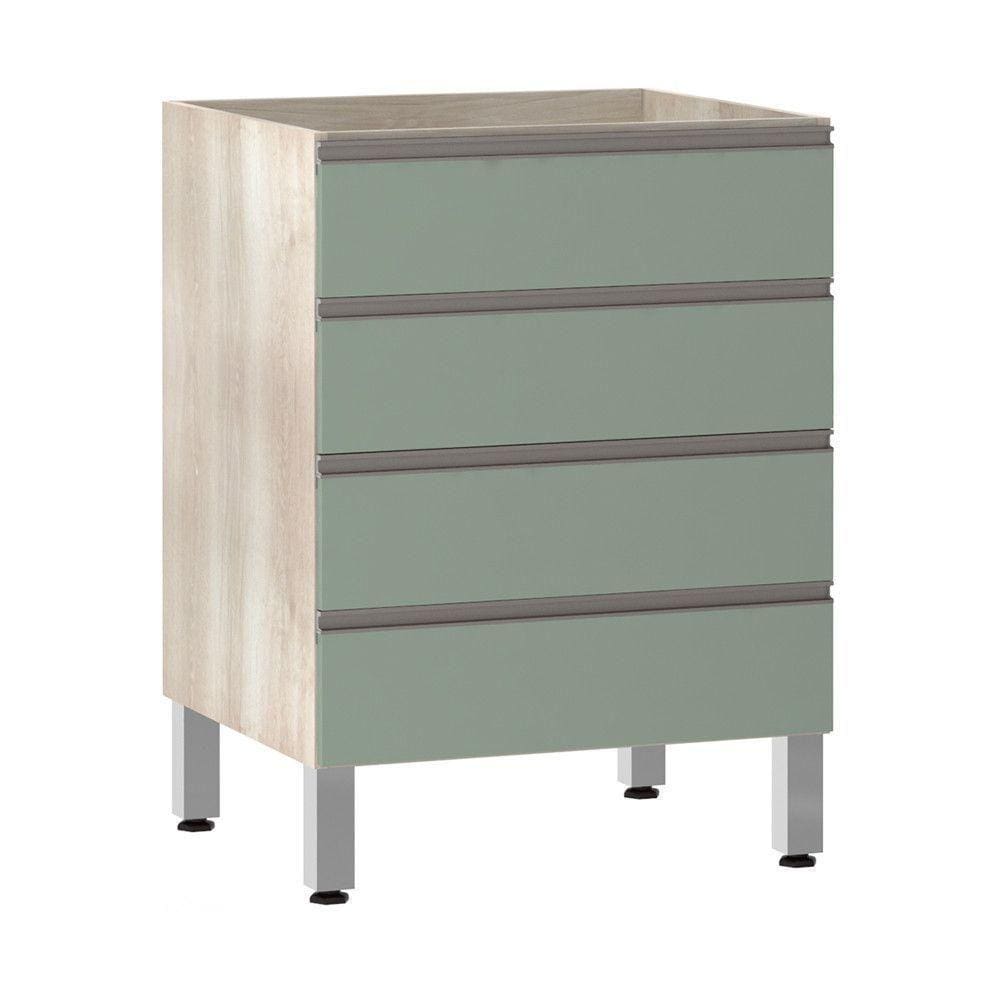 Balcão Sem Tampo 60cm Luci Legno Crem e Verde Jade
