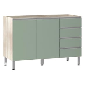 Balcão De Pia Sem Tamp 120cm E Lis Legno Crem e Verde Jade