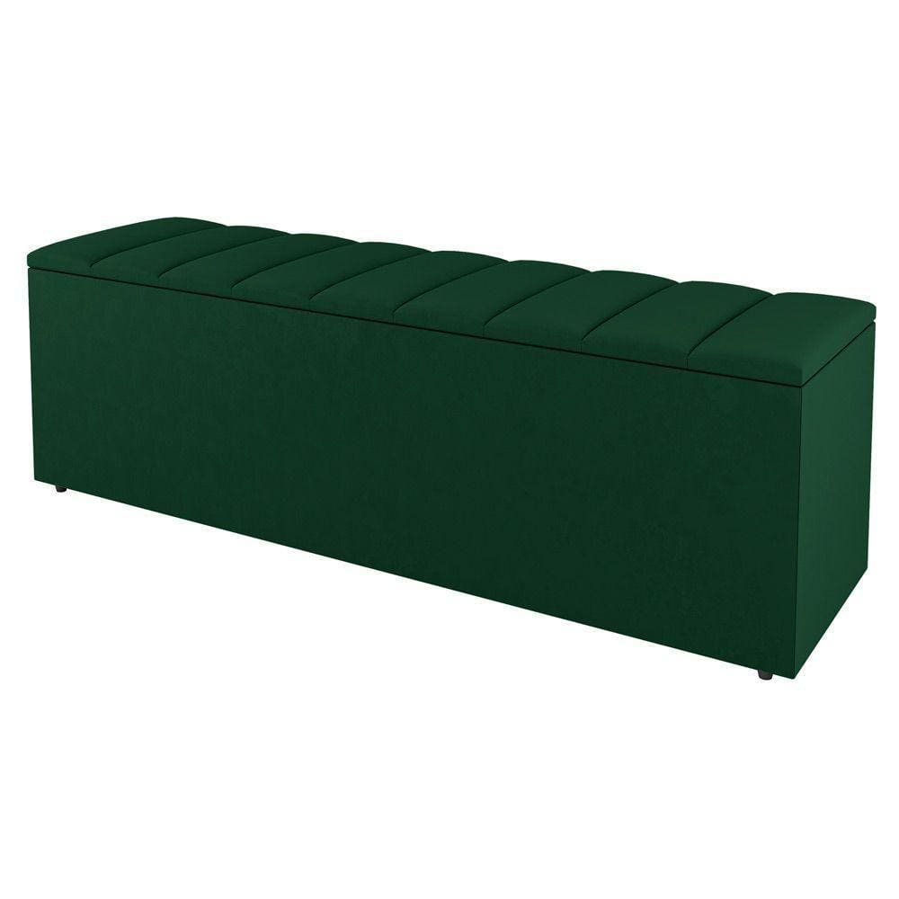 Calçadeira Baú Queen Size Cora 160Cm Suede Verde