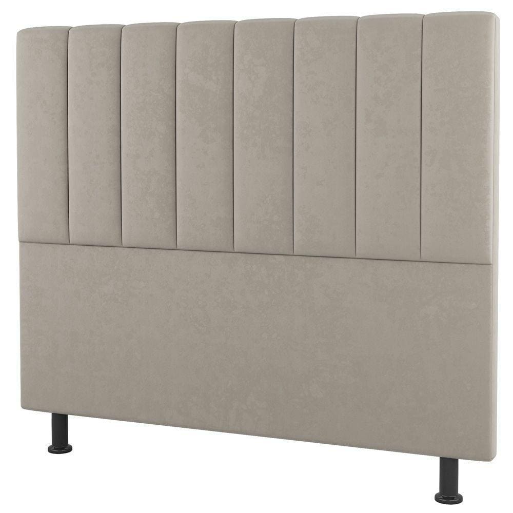 Cabeceira Cama Box Casal King Size Cora 195Cm Suede Bege