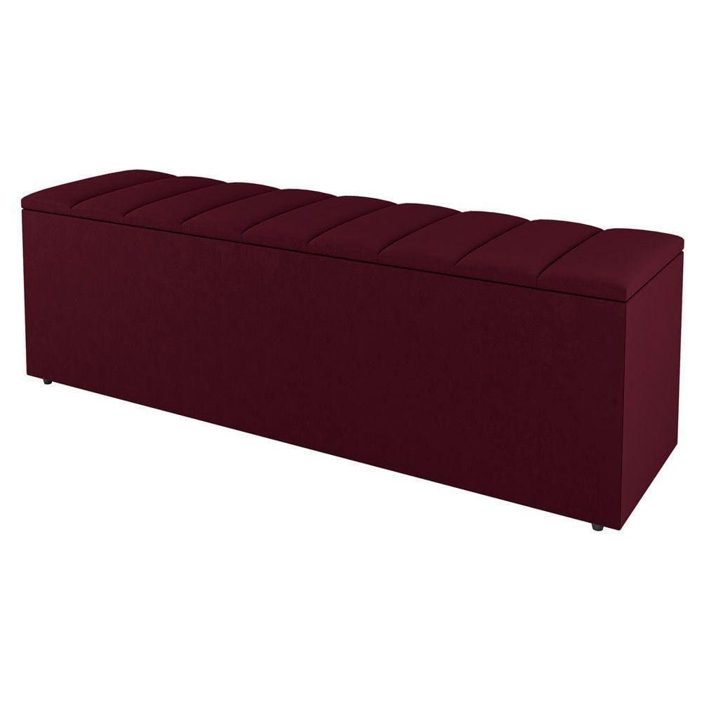 Calçadeira Baú Queen Size Cora 160Cm Suede Bordô