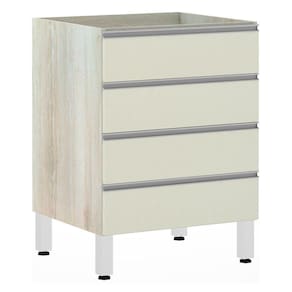 Balcão Sem Tampo Gaveteiro 60cm Lis Legno Crem e Kashmir