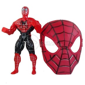 Brinquedo Boneco Vingadores Homem Aranha 25Cm + Mascara 16Cm