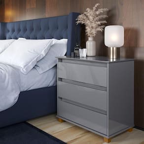 Mesa De Cabeceira Quarto Mini Cômoda 3 Gavetas Cinza