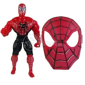 Brinquedo Boneco Vingadores Homem Aranha 25Cm + Mascara 16Cm