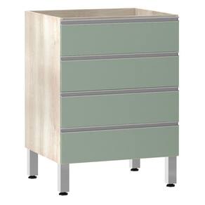 Balcão Sem Tampo Gaveteiro 60cm Lis Legno Crem e Verde Jade
