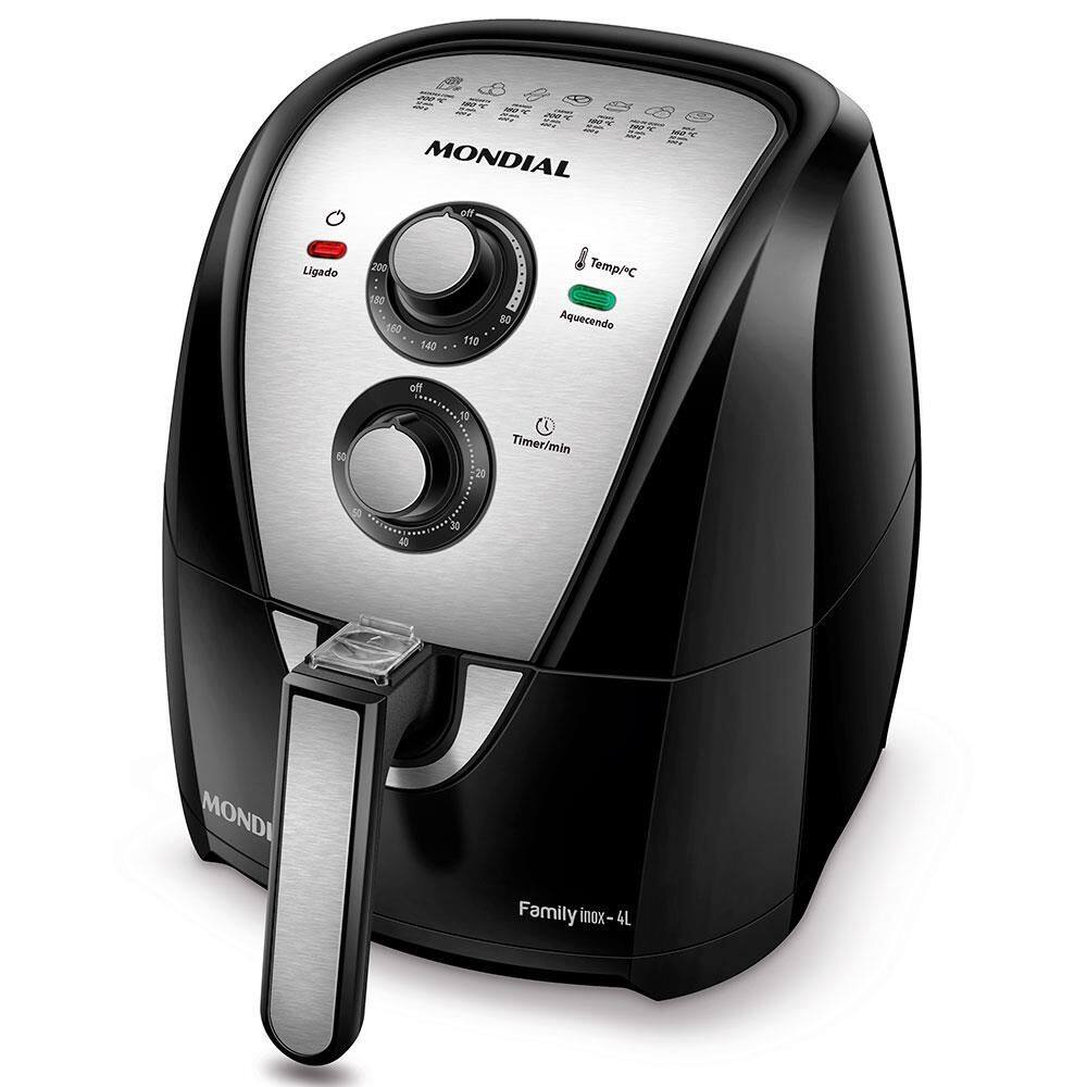 Fritadeira sem oleo air fryer mondial family naf 03i 4l preto e inox