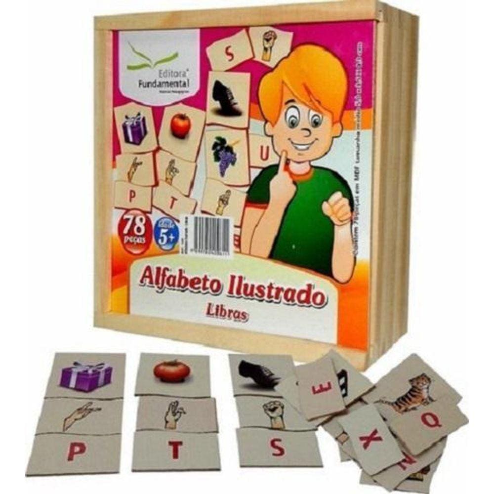 Alfabeto Ilustrado Libras Mdf 78 Peças
