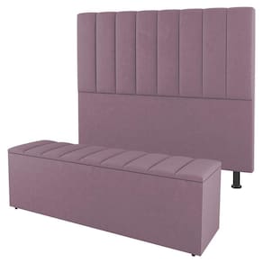Cabeceira E Baú Cama Box Queen Size Cora 160cm Suede Rosé