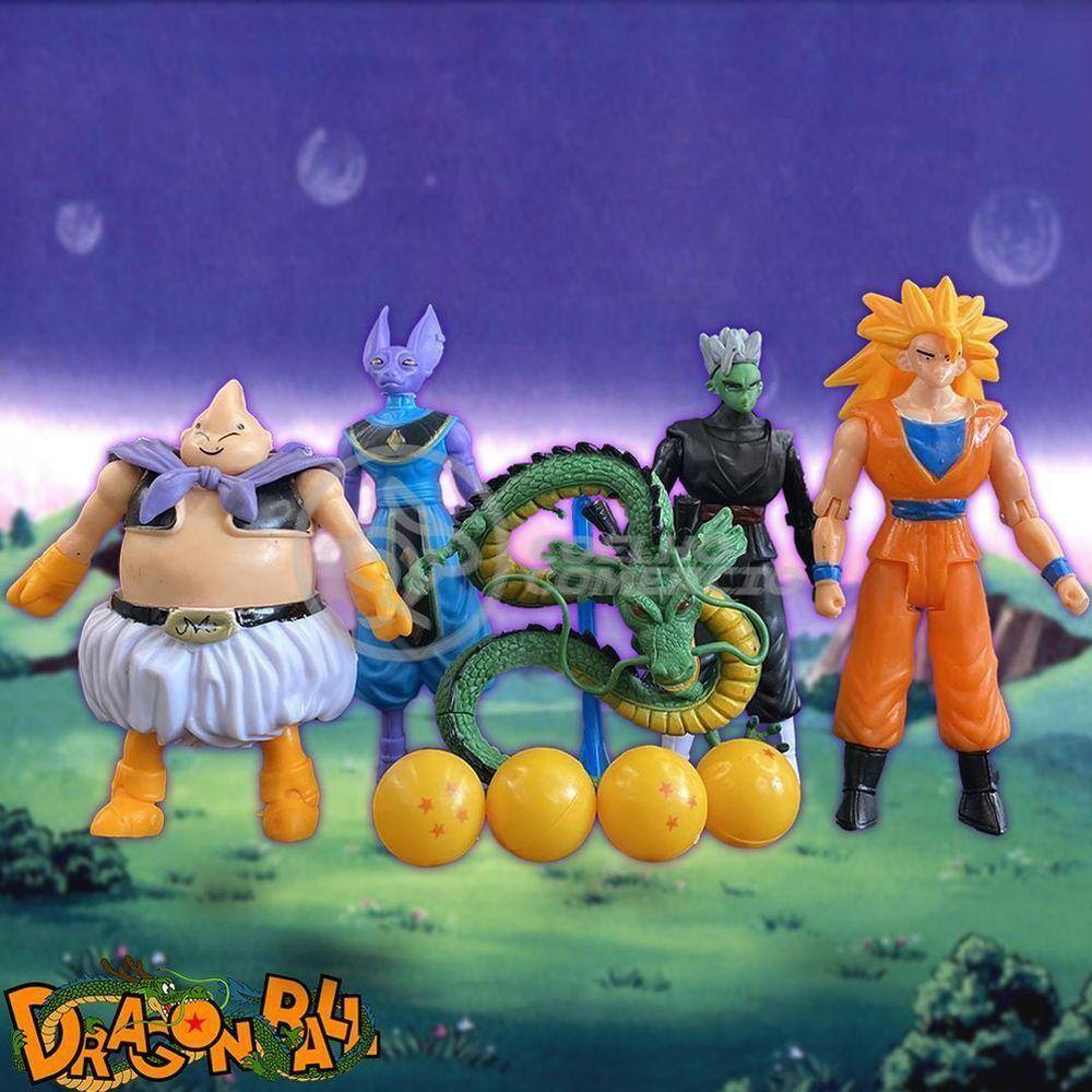 Promoção Kit 5 Bonecos Dragon Ball Z Goku Articulados 14 cm Pronta entrega