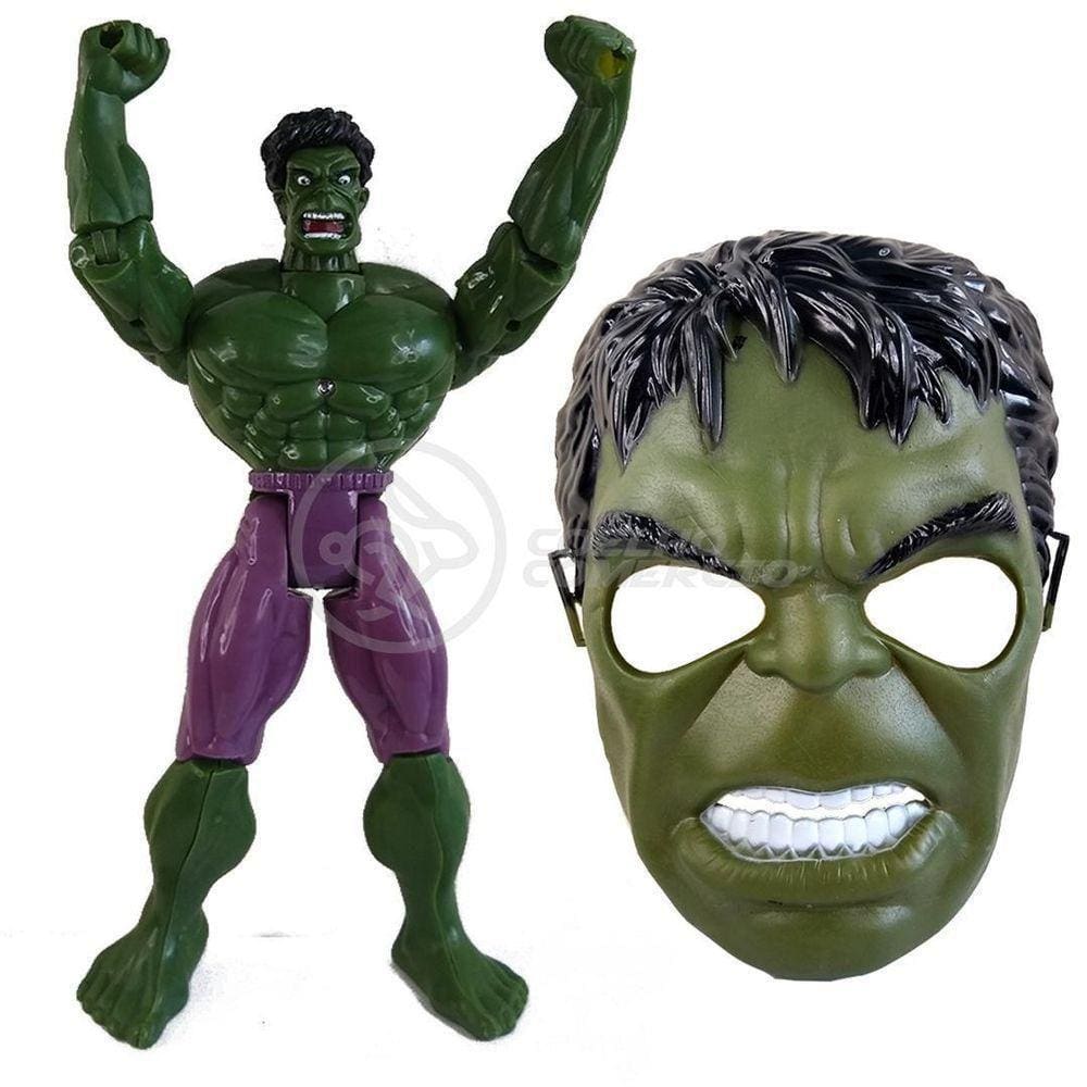 Boneco 25Cm Action Figure Incrivel Hulk + Mascara 16Cm