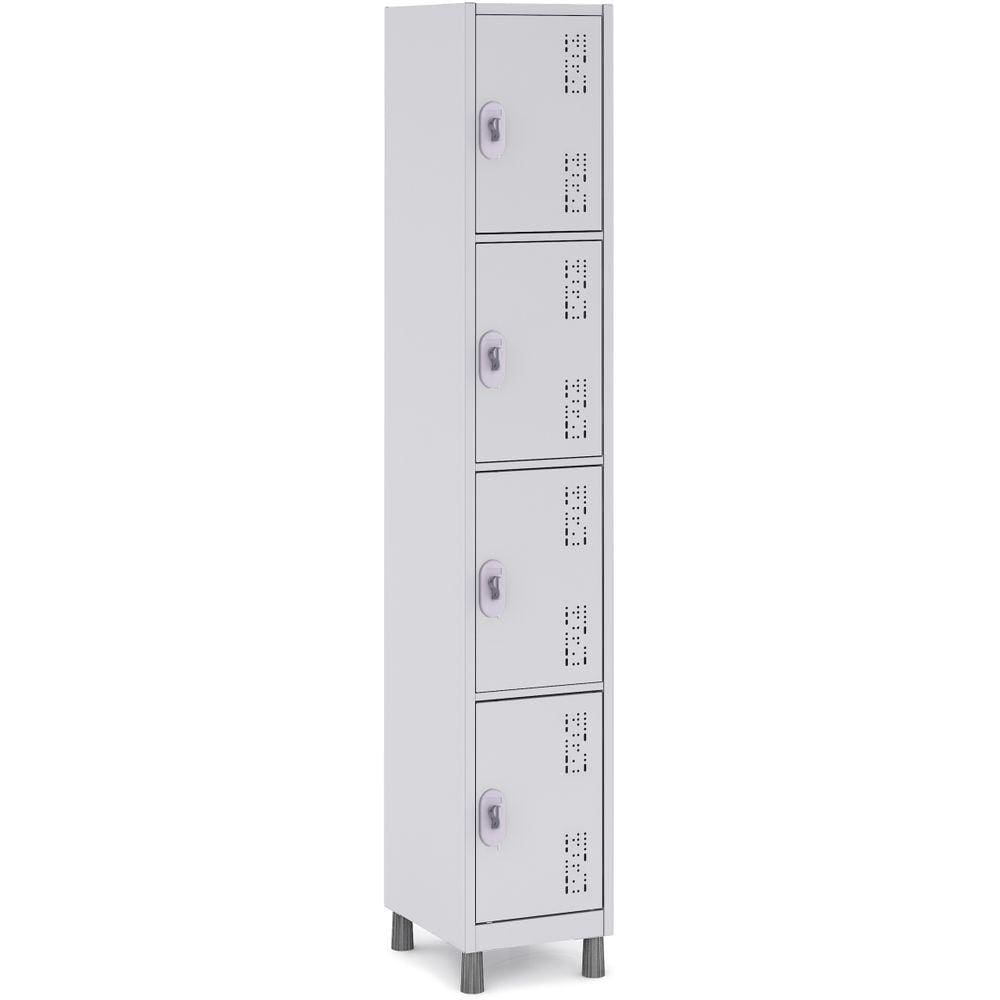 Roupeiro Aço Montável 4 Portas C/Trava Locker Cinza 10053