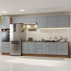 Armário De Cozinha Completa 400Cm Rustic/Cinza