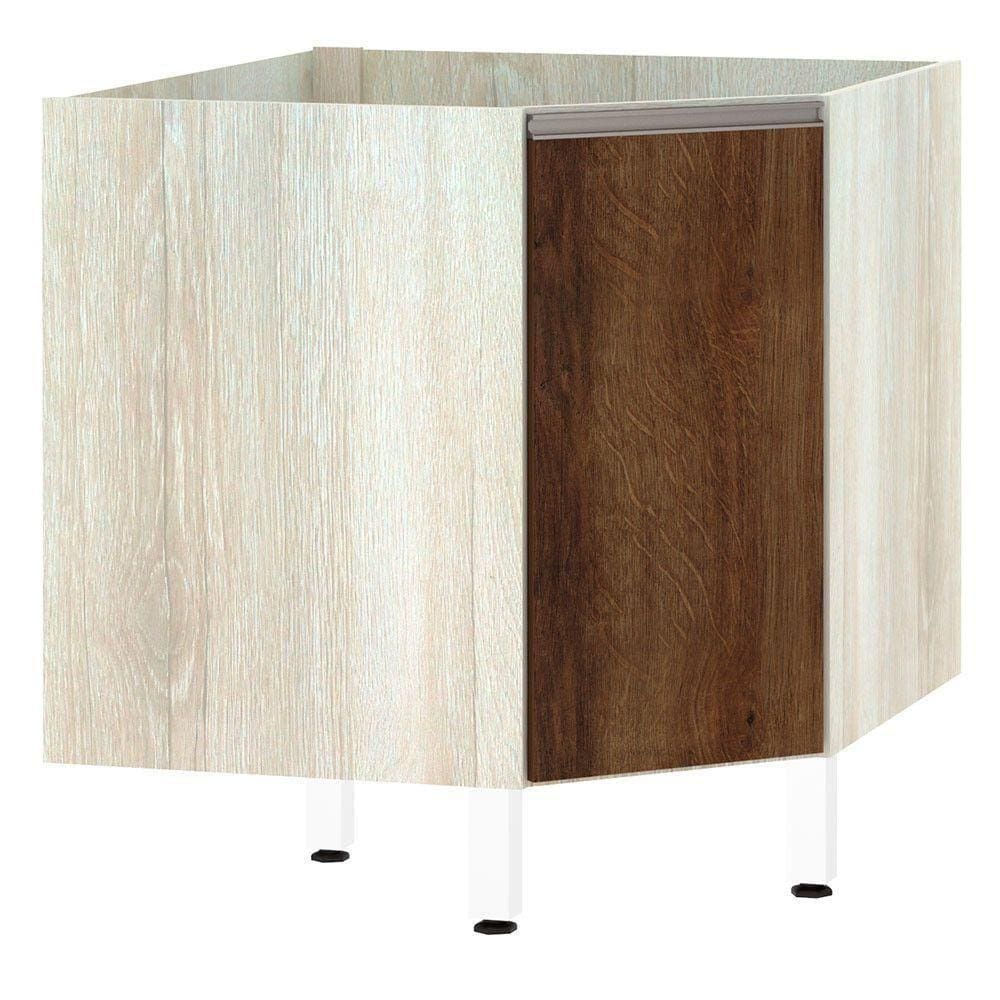 Balcão Sem Tampo Canto Diagonal Luciane Luci Legno Crema Com