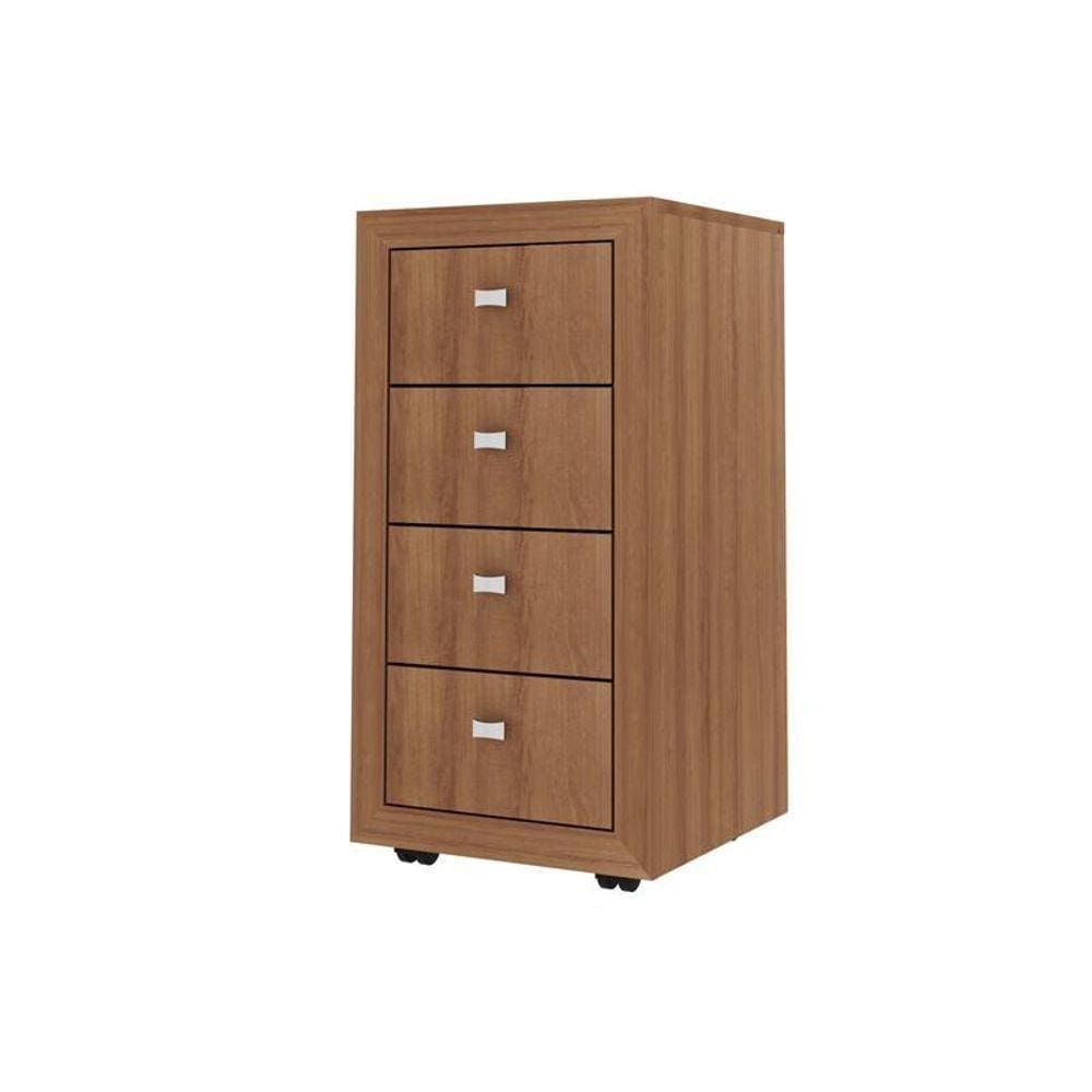 Gaveteiro 4 Gavetas Para Escritório Me4133 Amendoa