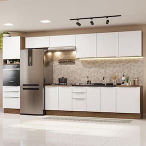 Armário De Cozinha Completa 400Cm Rustic/Branco Veludo
