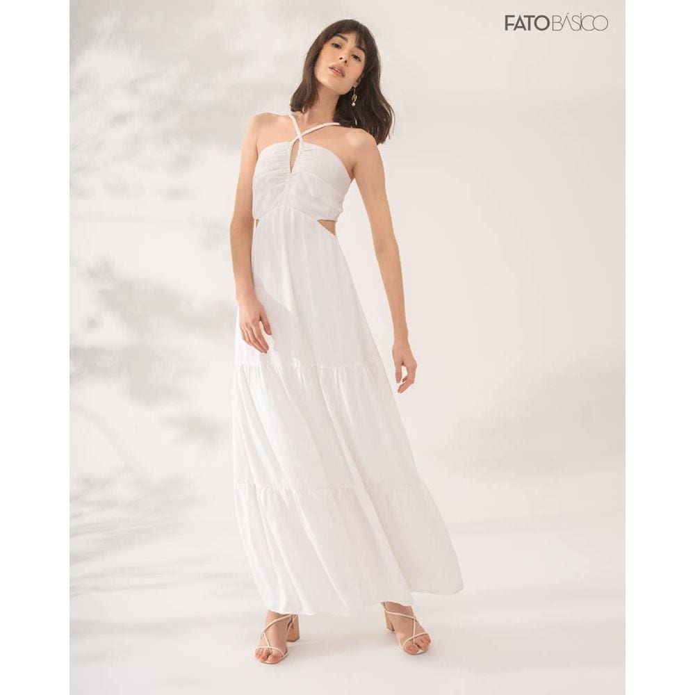 Vestido Longo Decote Alca Trancada