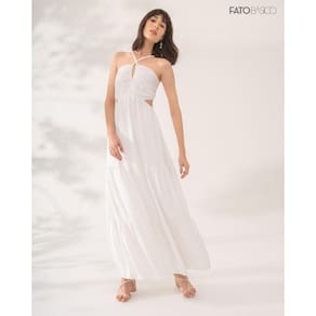 Vestido Longo Decote Alca Trancada