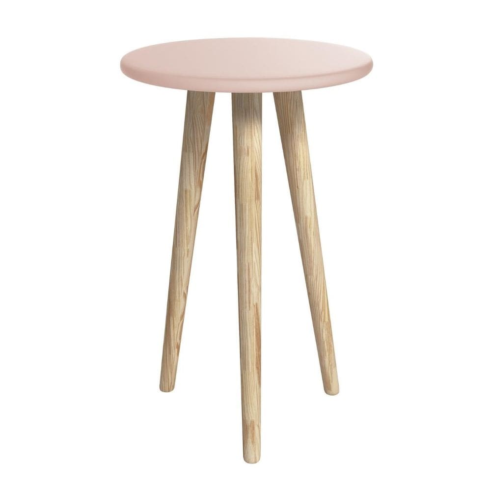 Mesa de apoio retrô rosa pé retrô madeira natural Reller