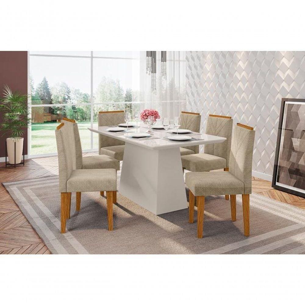 Kit De Mesa 1,60M 6 Cad Off White/Ypê/Animalle Marrom
