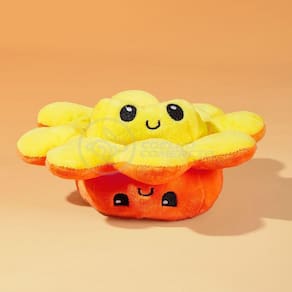 Polvo Reversível De Pelúcia Feliz E Bravo Laranja E Amarelo
