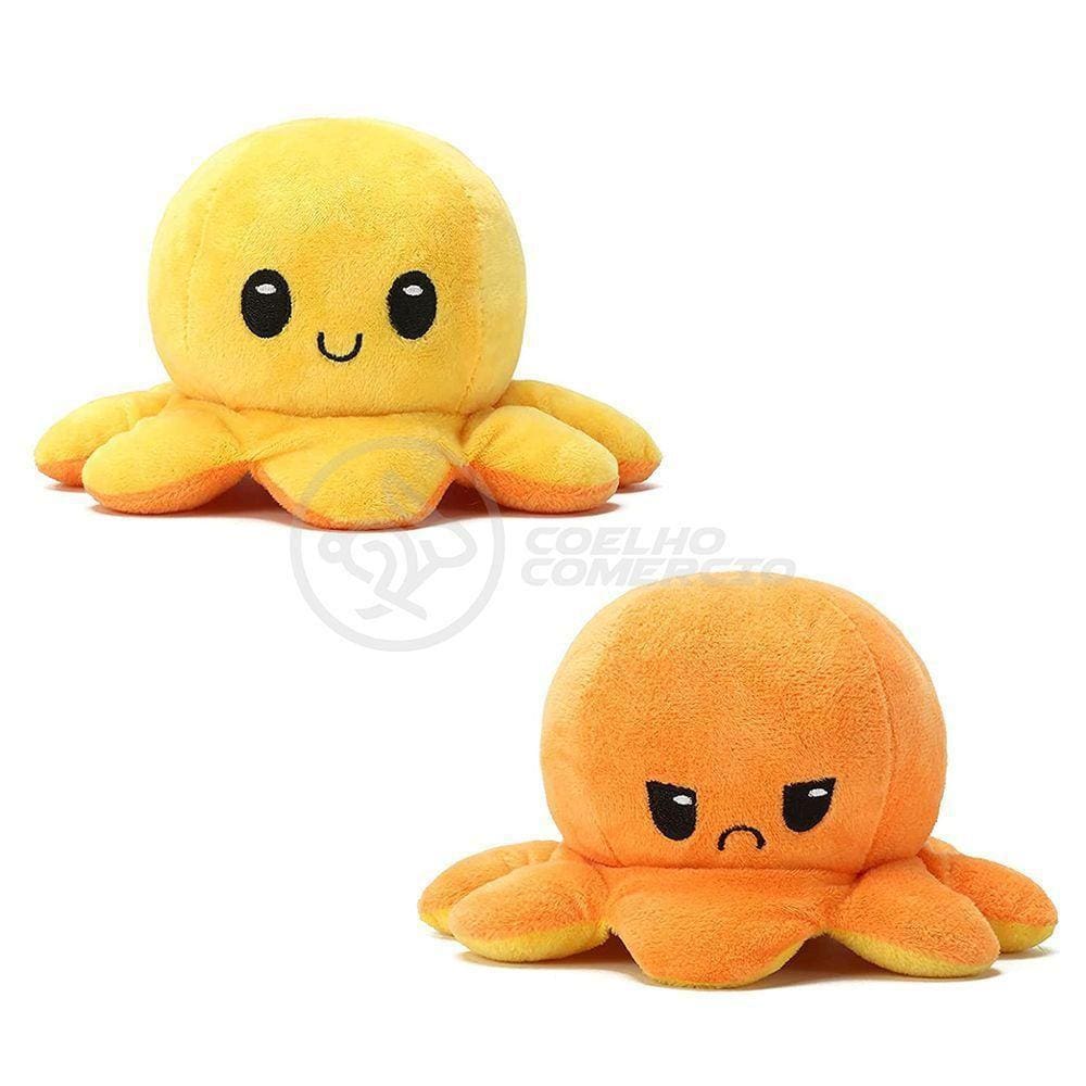Polvo Reversível De Pelúcia 2 Em 1 Tiktok Laranja E Amarelo