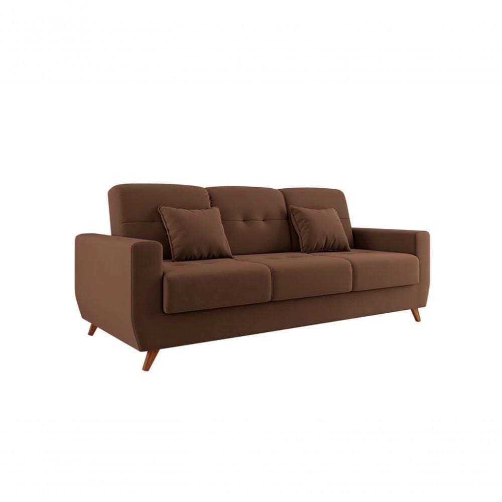 Sofá Cama Casal Reclinável Com Baú Pamela - Turkey Chocolate