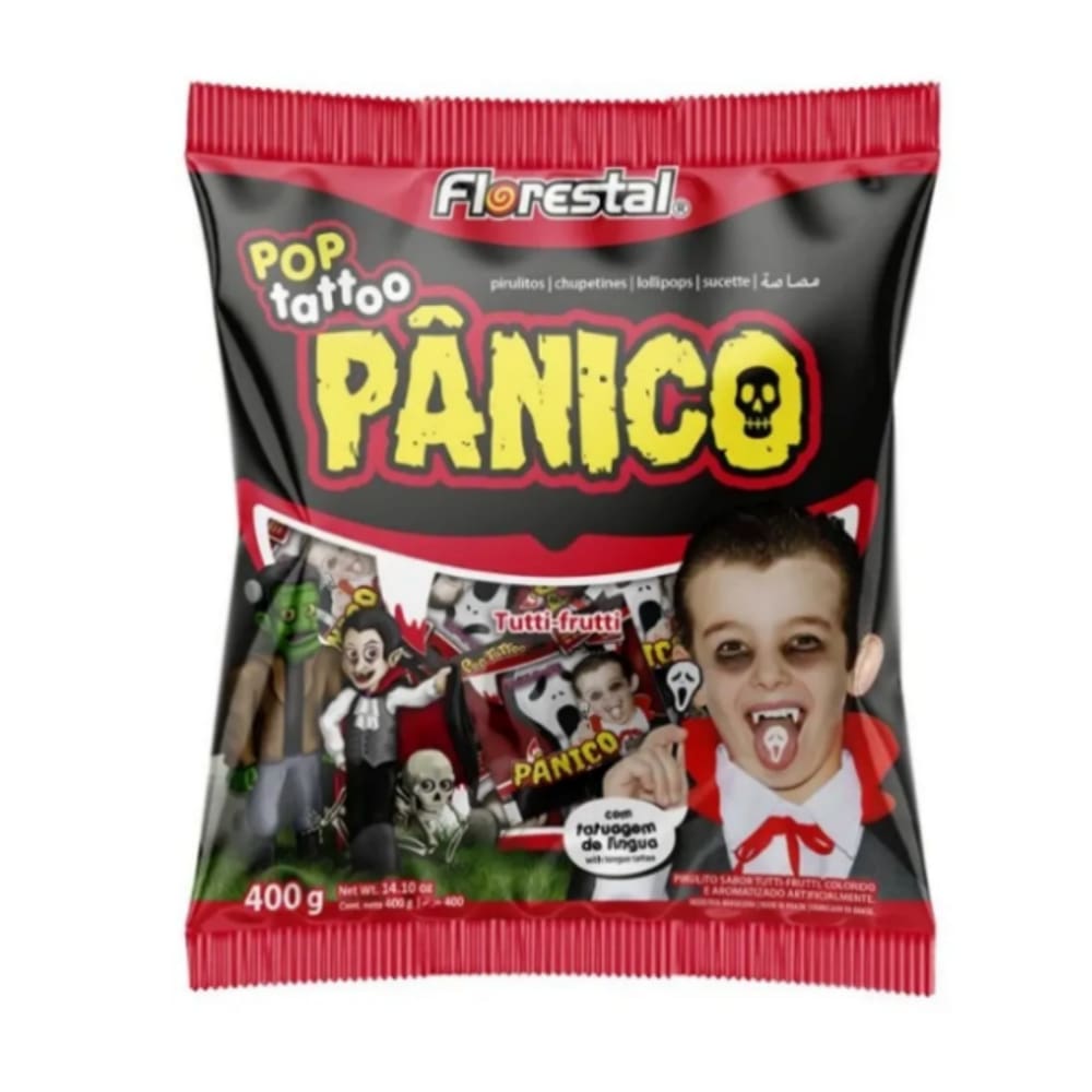 Pirulito Pânico Pop Tattoo C/50 Unids - 400g - Bovistense