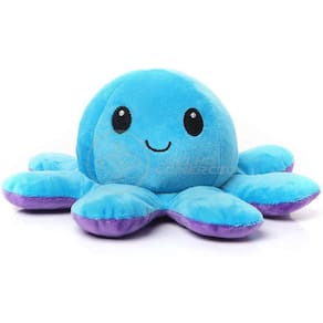 Polvo Reversível De Pelúcia Humor Feliz E Bravo Azul E Roxo