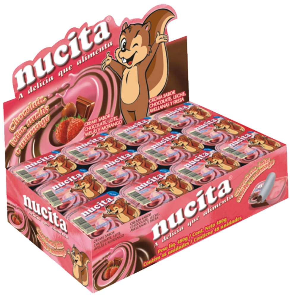 Creme Nucita Morango Chocolate Caixa Com 48 Unid.