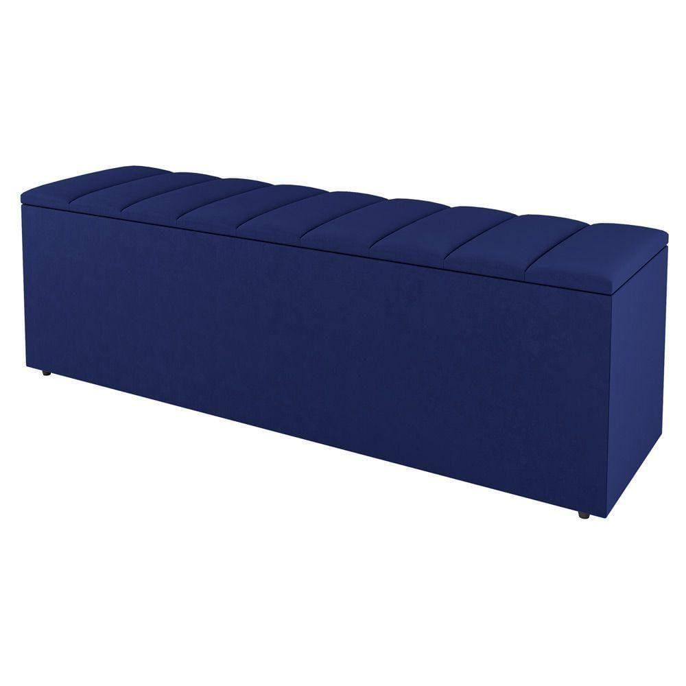 Calçadeira Baú Queen Size Cora 160Cm Suede Azul