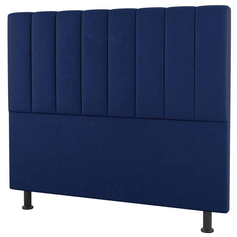 Cabeceira Cama Box Casal King Size Cora 195Cm Suede Azul