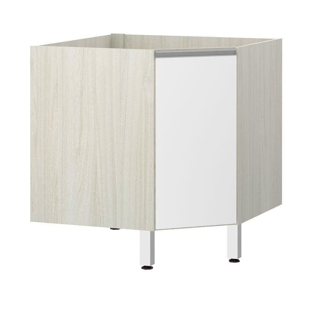 Balcão Sem Tampo Canto Diagonal Luciane Lis Legno Crem e Branco Mat