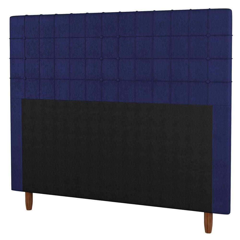 Cabeceira Cama Box Casal Parisis 140Cm Veludo Azul