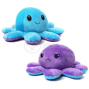 Polvo Reversível De Pelúcia Humor Feliz E Bravo Azul E Roxo
