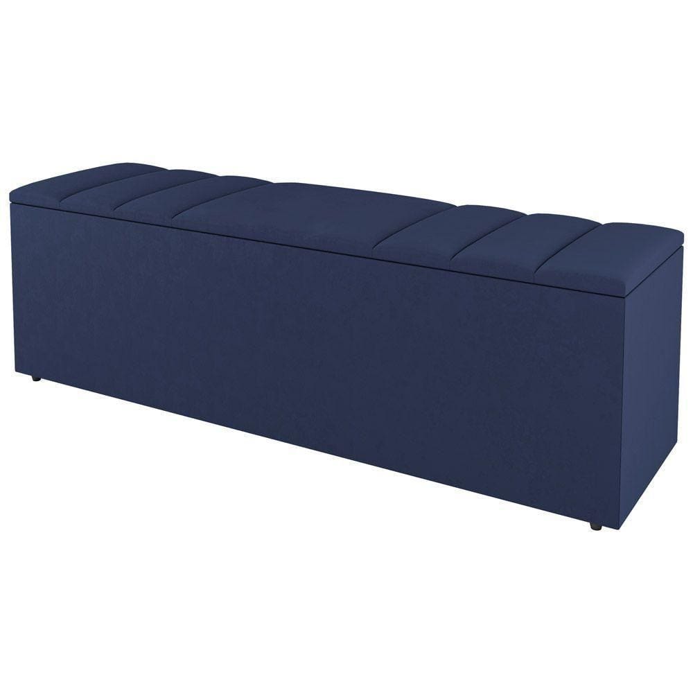 Calçadeira Baú King Size Grace 190Cm Suede Azul
